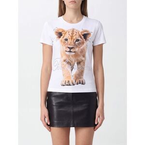 Blumarine Women Blumarine Slim Fit Cotton T-Shirt With Rhinestone Logo